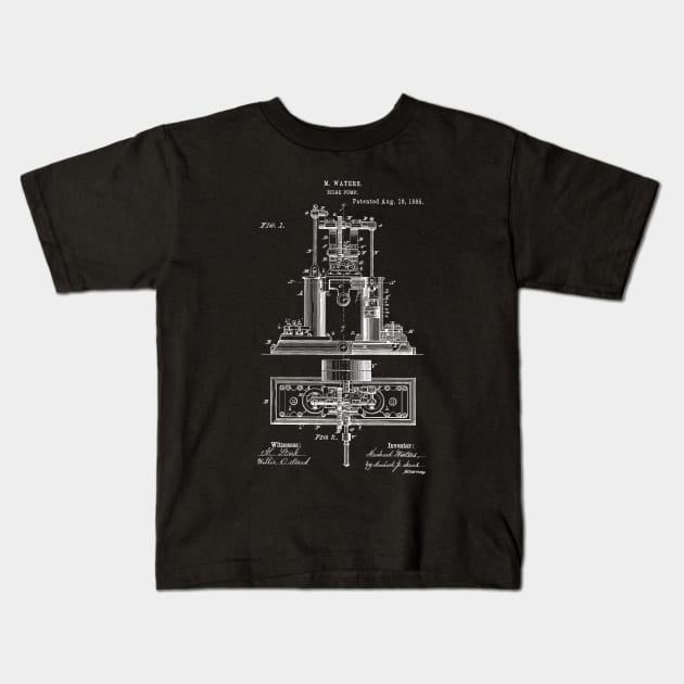 Bilge Pump Vintage Patent Hand Drawing Kids T-Shirt by TheYoungDesigns